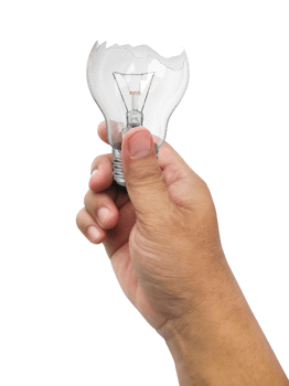 The broken bulb in a hand, transparent background png