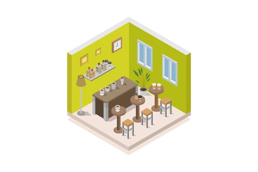 Illustrated isometric bar room vector