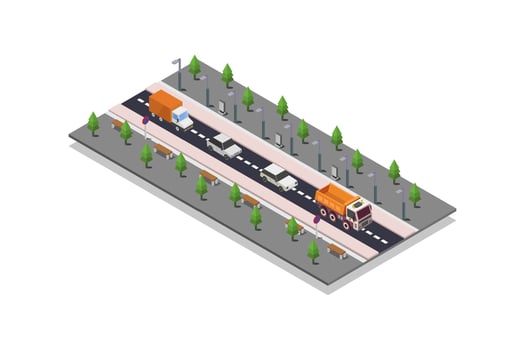 Illustrated isometric city street vector
