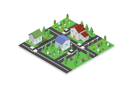 Illustrated isometric city vector