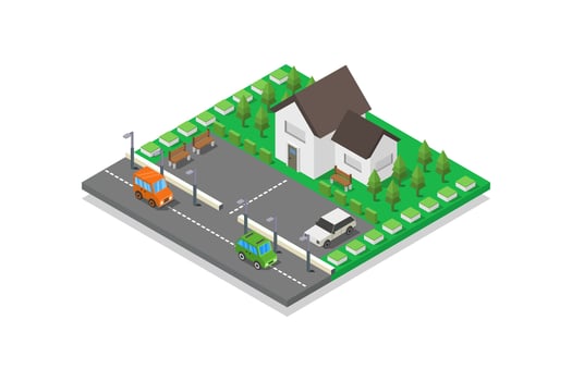 Illustrated isometric house vector