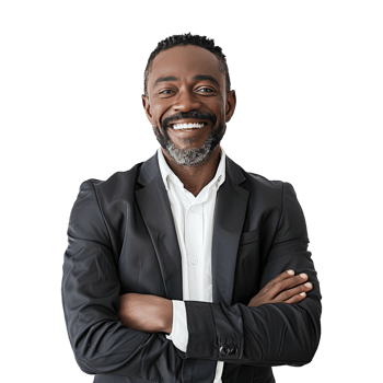 Businessman portrait. Businessman wearing black suit. png