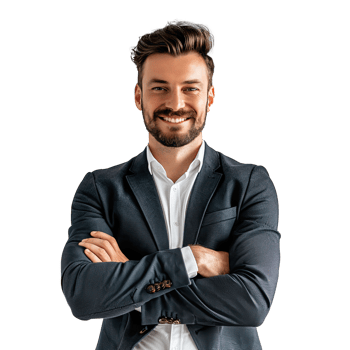 Businessman portrait. Businessman wearing black suit. png