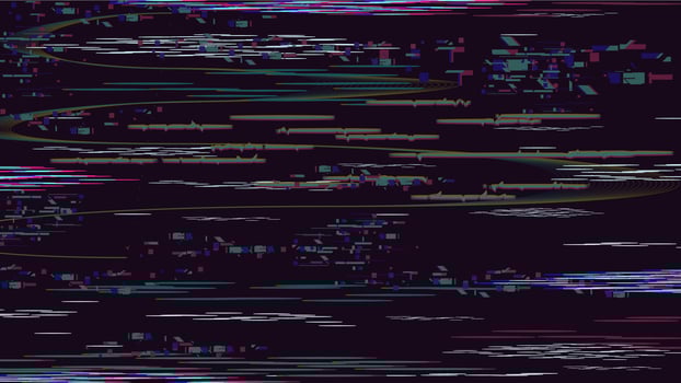 Glitch damage texture. Distortion retro noise effect, no signal abstract technical problem, destroyed pixel defect vector background illustration