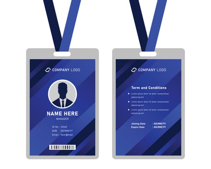 modern identity card design for corporate with mockup. minimal blue ID card design vector