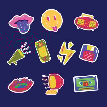 10 Y2K Retro Sticker Vector