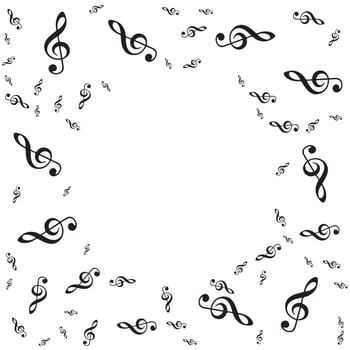 Special musical frame of treble clefs on white background vector