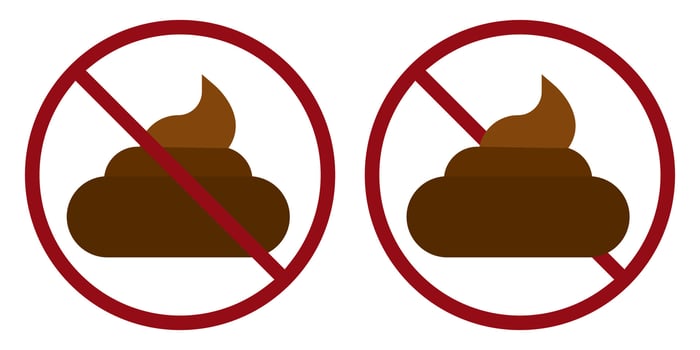 dog shit ban prohibit icon. Not allowed animal poop. vector