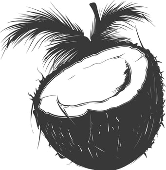 AI generated Silhouette Coconut Fruit black color only vector