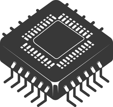 AI generated Silhouette IC or Integrated Circuit single electronic component vector