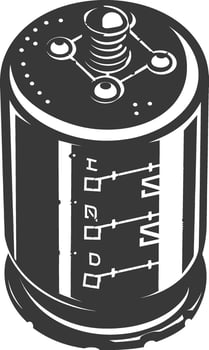 AI generated Silhouette capasitor single electronic component black color only vector