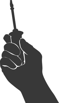 AI generated Silhouette hand holding wrench for construction black color only vector
