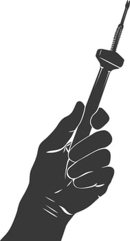AI generated Silhouette hand holding wrench for construction black color only vector