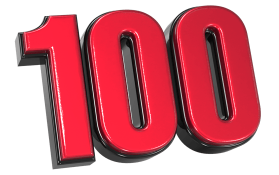 Number 100 3D Render png