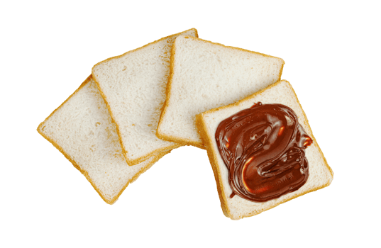 slice bread with chocolate spread isolated png