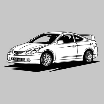 Black and White view car vector illustration for conceptual design