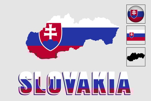 Slovakia flag and map in a vector graphic