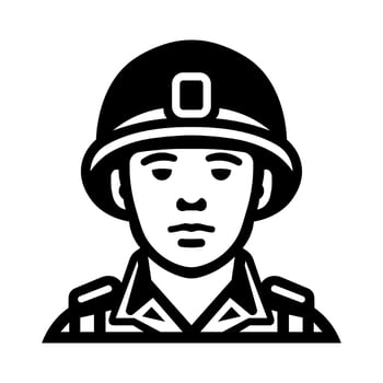 black vector soldier icon isolated on white background