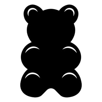 black vector gummy bear icon isolated on white background