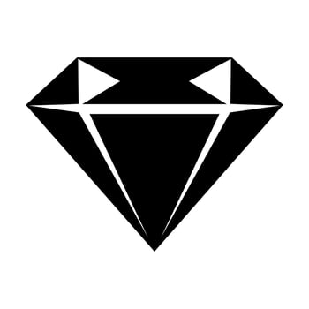 black vector diamond icon isolated on white background