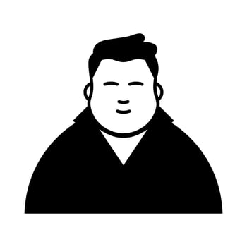 black vector fat man icon isolated on white background