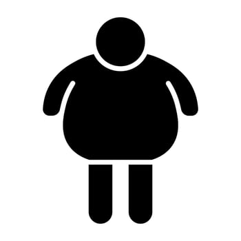 black vector fat man icon isolated on white background