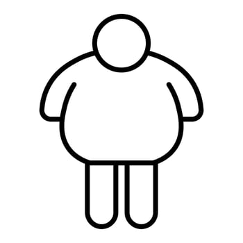 black vector fat man icon isolated on white background
