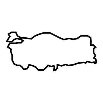 black vector turkey outline map isolated on white background