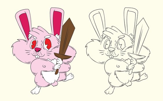 doodle cute animal illustration for book coloring page vector