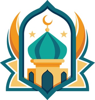 illustration of flat style isolated Muslim mosque, Eid Mubarak greetings. Ramadan Kareem. vector