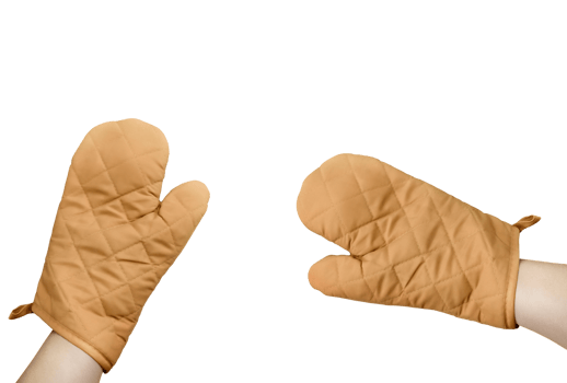 Hand with brown gloves PNG transparent