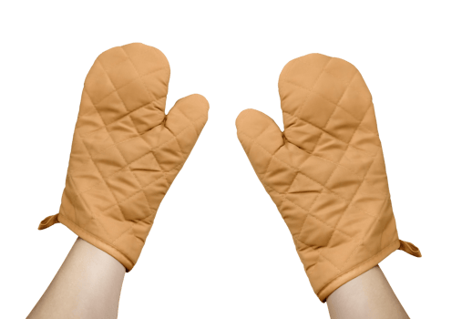 Hand with brown gloves PNG transparent