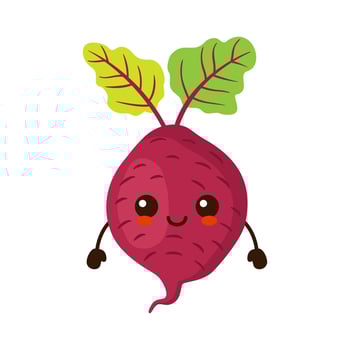 Cute funny beet vegetable character. Vector cartoon kawaii character illustration