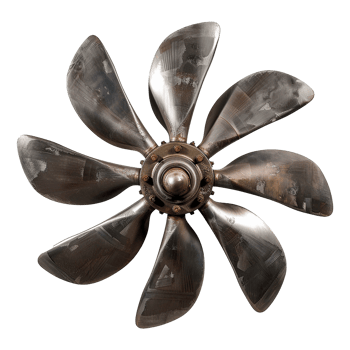 AI generated Eight blade marine  propeller isolated on transparent background png