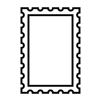 black vector post stamp icon isolated on white background