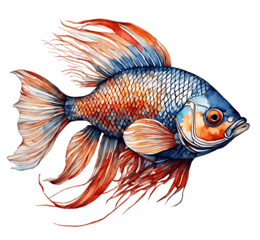 AI generated Watercolor and painting colorful fighting fish png