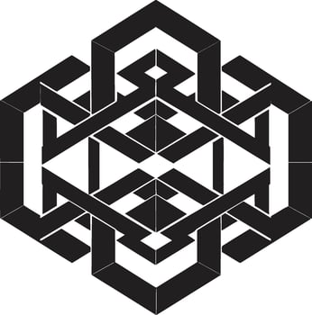Quantum Contours Monochrome Vector Logo with Abstract Geometric Shape Abstract Elegance Black Icon Depicting Vector Logo with Geometric Forms