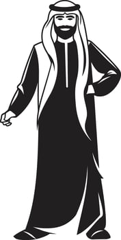 Cultural Sovereignty Black Icon Showcasing Arabic Man Logo Design in Vector Sartorial Nobility Elegant Vector Logo of an Arabic Man in Monochrome