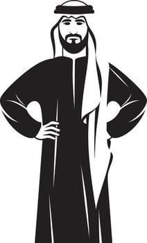 Sartorial Nobility Elegant Vector Logo of an Arabic Man in Monochrome Arabian Legacy Black Emblem with Vector Logo Design of Distinguished Arabic Man