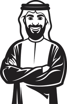Silhouette of Grace Monochromatic Vector Logo Illustrating Arabic Man Design Noble Traditions Sleek Black Icon with Vector Logo of an Arabic Man