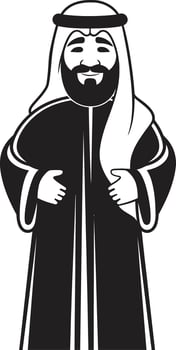 Silhouette of Grace Monochrome Emblem Illustrating Arabic Man in Vector Noble Traditions Black Vector Logo Design with Elegant Arabic Man Design