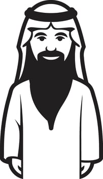 Noble Traditions Black Vector Logo Design with Elegant Arabic Man Design Mystic Presence Sleek Black Icon of an Arabic Man in Vector Logo Design