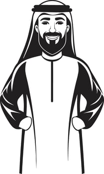 Regal Profile Monochromatic Vector Logo Featuring Arabic Man in Black Cultural Sovereignty Sleek Icon Showcasing Arabic Man Logo Design in Vector