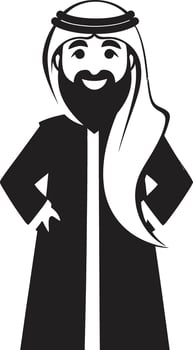 Mystic Presence Black Icon Showcasing Arabic Man Logo Design in Sleek Style Cultural Elegance Vector Black Logo Illustrating Arabic Man in Elegant Style