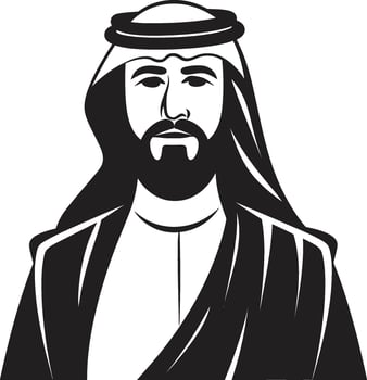 Sartorial Nobility Vector Black Logo Design of an Arabic Man Silhouette Arabian Legacy Sleek Icon Showcasing Arabic Man Logo Design in Black Vector