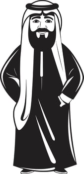Majestic Elegance Sleek Emblem Illustrating Arabic Man in Monochrome Regal Profile Elegant Vector Logo Design of an Arabic Man Silhouette