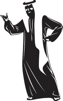Mystic Presence Black Icon Showcasing Arabic Man Logo Design in Sleek Style Cultural Elegance Vector Black Logo Illustrating Arabic Man in Elegant Style