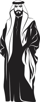 Elegance in Ebony Black Vector Logo Design Featuring Arabic Man Silhouette Monochromatic Nobility Sleek Icon Depicting an Arabic Man in Vector