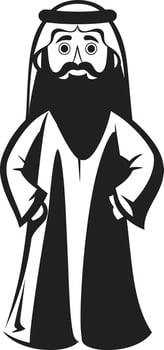 Eternal Elegance Black Emblem with Vector Logo Design of Arabic Man Monochromatic Majesty Elegant Vector Logo Featuring Arabic Man in Black