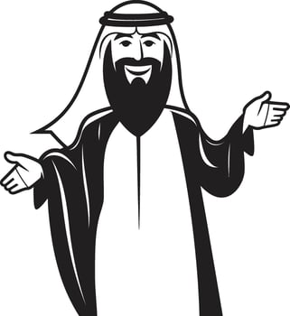 Regal Profile Monochromatic Vector Logo Featuring Arabic Man in Black Cultural Sovereignty Sleek Icon Showcasing Arabic Man Logo Design in Vector